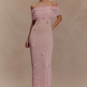 Meshki Blush Pink Off-Shoulder Maxi Dress